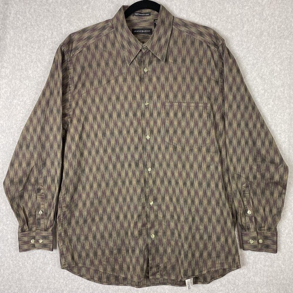 Vintage Jhane Barnes Shirt Mens M Fabric Woven in Japan Abstract Button Up